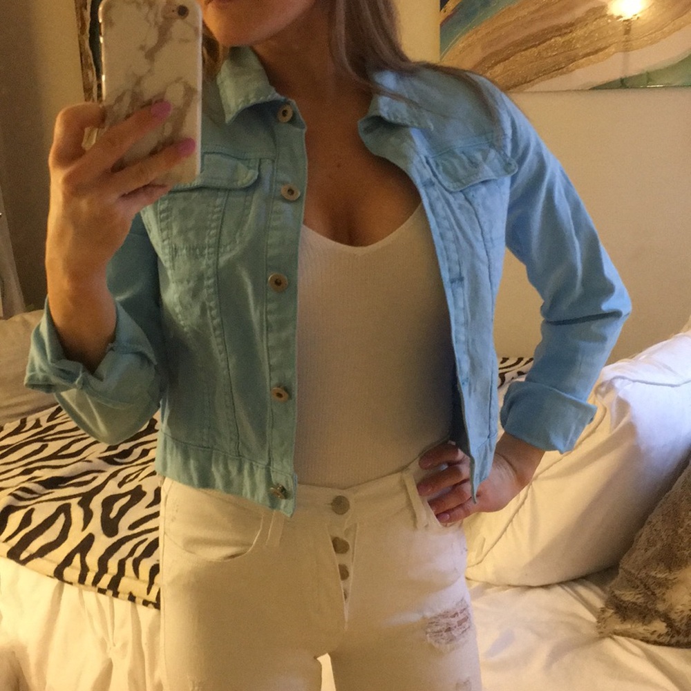 Baby blue jean jacket